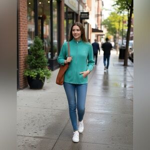 ✨ Ralph Lauren Seafoam Green Full-Zip Knit Sweater – Size 1X – EUC ✨